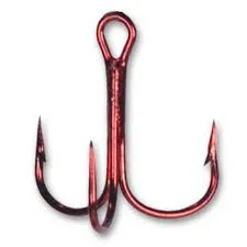 Mustad Treble Hooks Red Sz14 Qty5