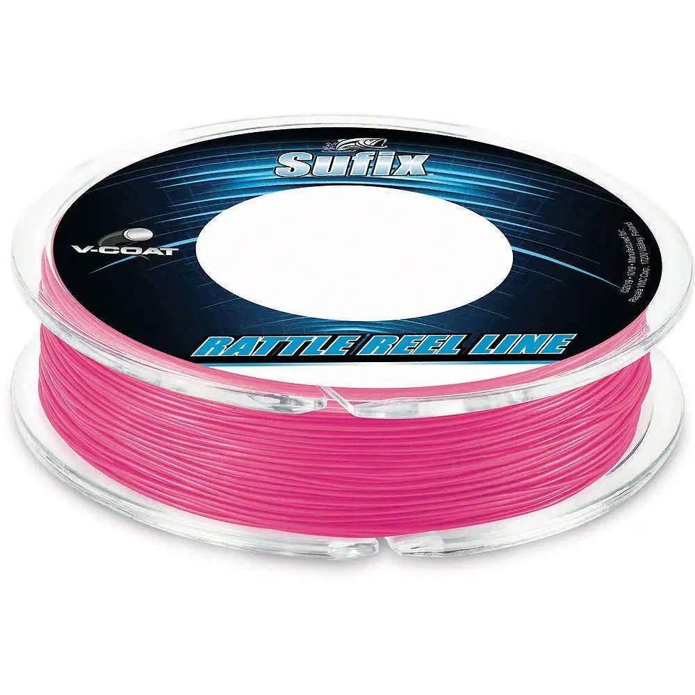 Sufix Rattle Reel Metered V-Coat  30Lb 150 Yds Hot Pink